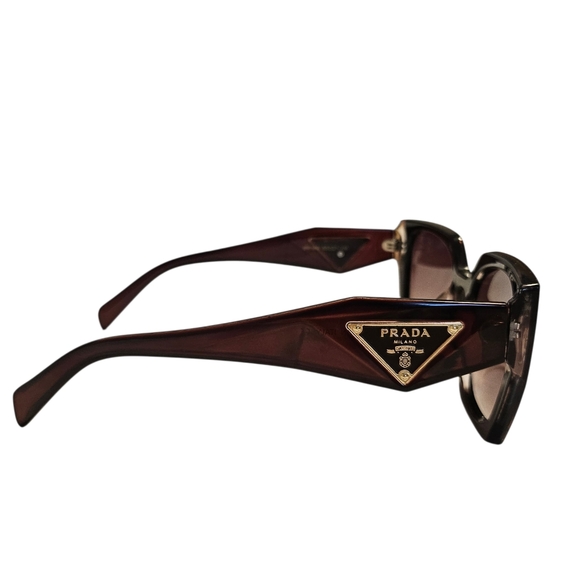 NWT✨PRADA✨Authentic Bordeaux Brown Sunglasses with Gold Iconic Logo - Picture 7 of 16